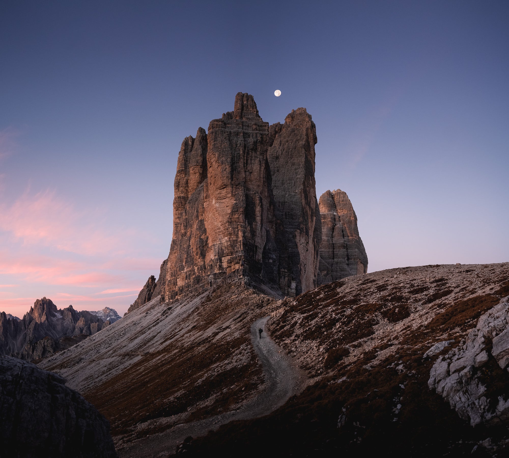 Alpha-Universe-WIMB-Daryl-Scott-Walker-2470GMII-1
&ldquo;Dolomiti Tre Cime, catching a lone walker heading up to The Time during the morning blue hour.&rdquo; Photo by Daryl Scott Walker. Sony Alpha 7 IV. Sony 24-70mm f/2.8 G Master II. 1/160-sec, f/2.8, ISO 500