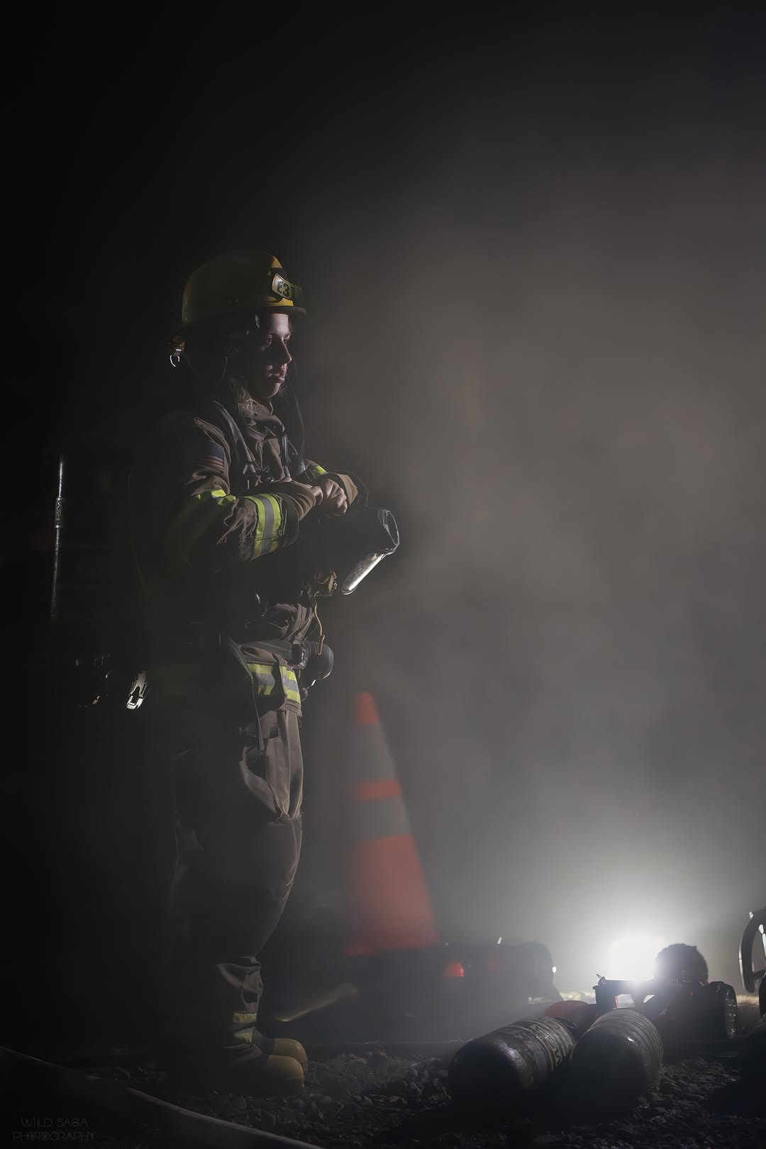 Backlit firefighter